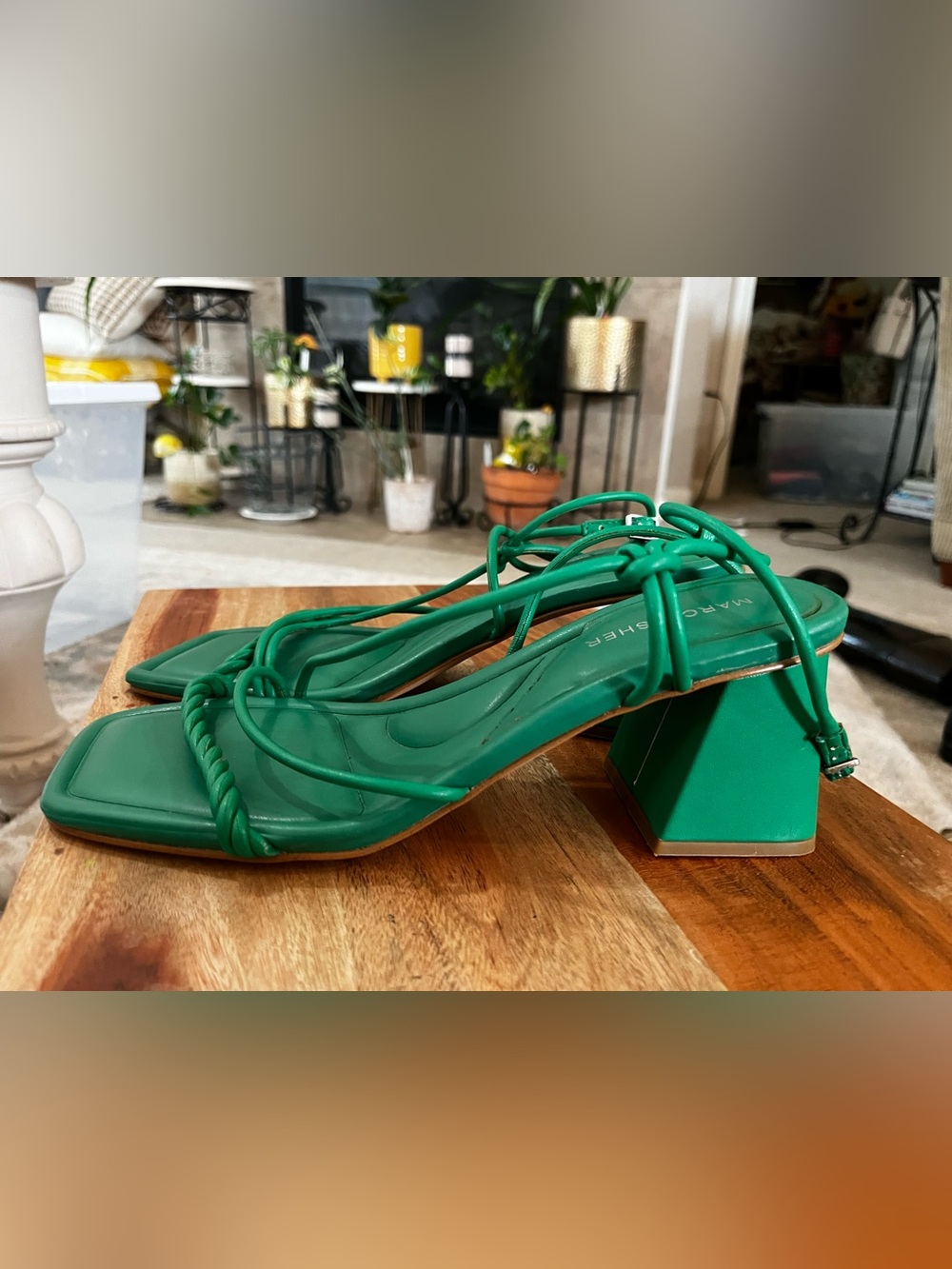 Marc Fisher Meggiane Green Twisted-Strap Block Heel Sandal Sz 8.5 Cushioned - Picture 6 of 12